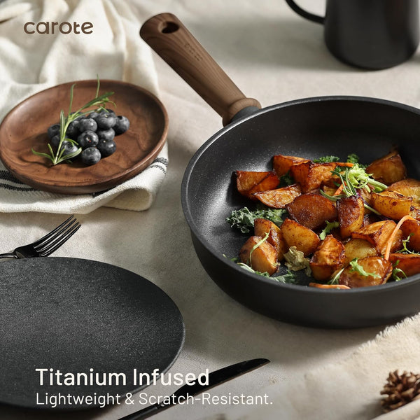 16Pcs Pots and Pans Set, Nonstick Cookware Sets | Titanium Reinforced Coating, Scratch-Resistant, Easy to Clean, Even Heating, Induction Compatible, with Frying Pans Set6