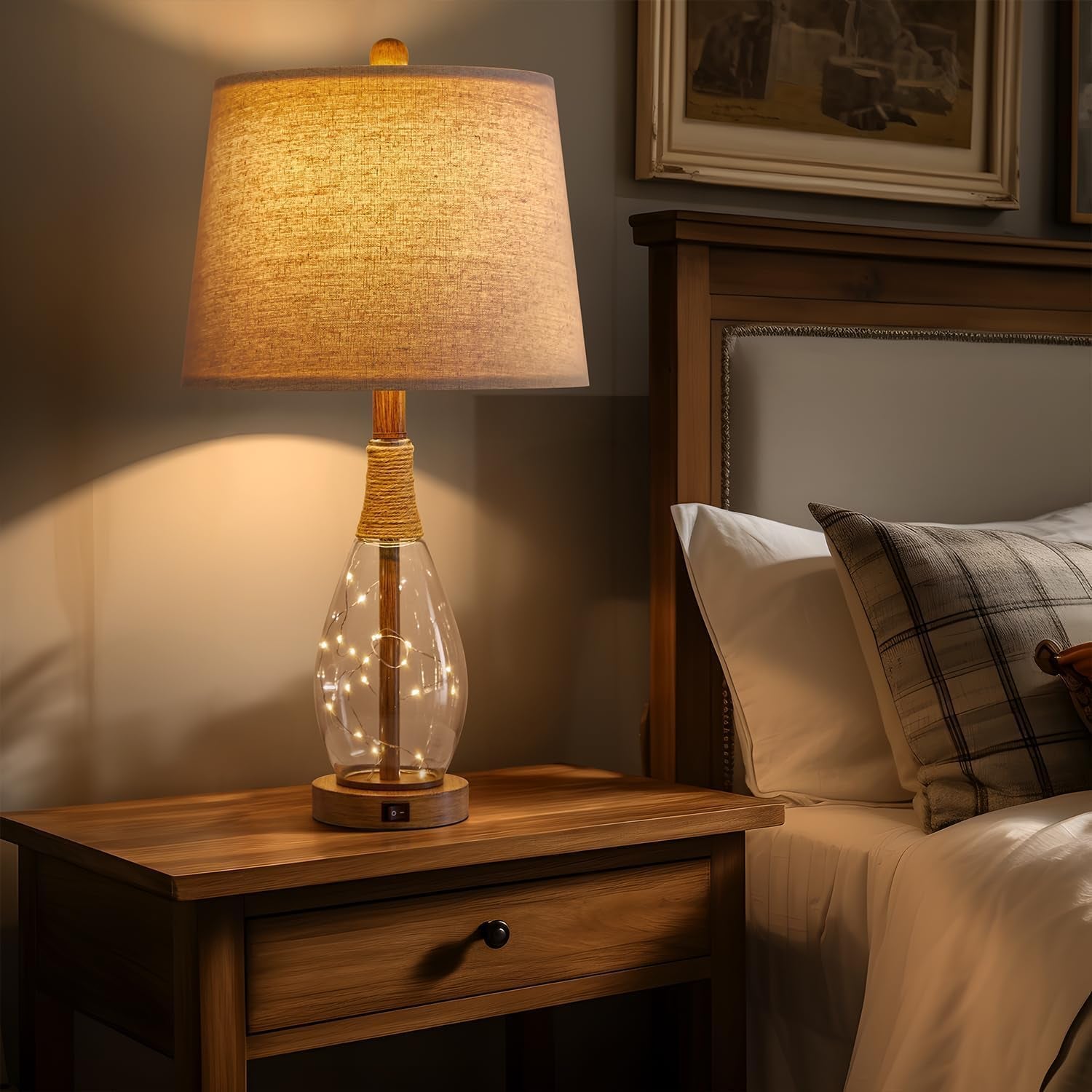 2-in-1-bedside-table-lamps-set-of-2-farmhouse-glass-lamp-wood-like-bedroom-lamps-for-nightstands-top-light-night-light-built-in-usb-with-bulb-boho-rattan-design-for-nursery-hallway