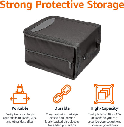 Polyester CD/DVD Portable Storage Binder with Handle, 400-Capacity, Black4