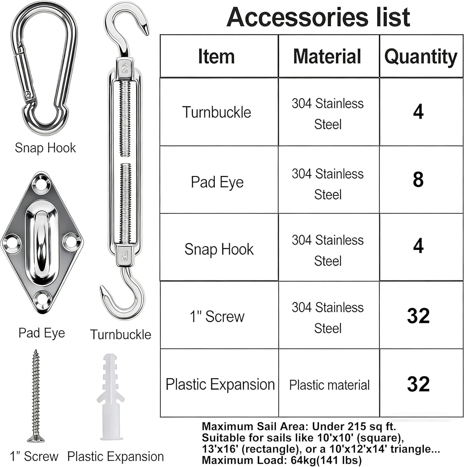 80pcs-shade-sail-hardware-kit-6-inch-for-triangle-rectangle-sun-shade-sun-shade-hardware-kit-304-grade-stainless-steel-turnbuckles-brackets-for-outdoor-patio-shade-canopy-tarp