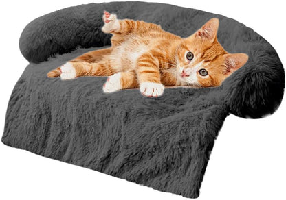 Calming Dogs/Cats Bed Mats, Dog Pad Washable Removable Couch Cover, Plush Long Fur Mat for Pets, Waterproof Lining, Perfect for Small, Medium and Large Dogs and Cats (Gradient Gray, 36"X31")50