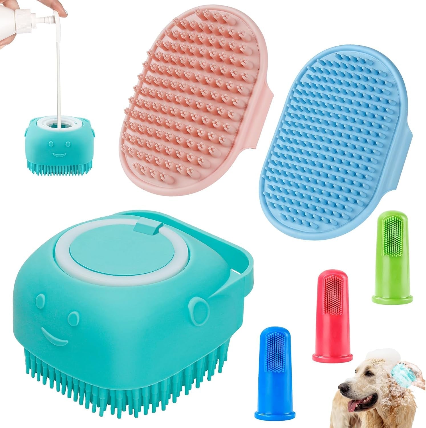 comotech-3-in-1-dog-grooming-brush-adjustable-handle-shampoo-brush-scrubber-for-short-long-haired-dogs-cats-blue-blue-white