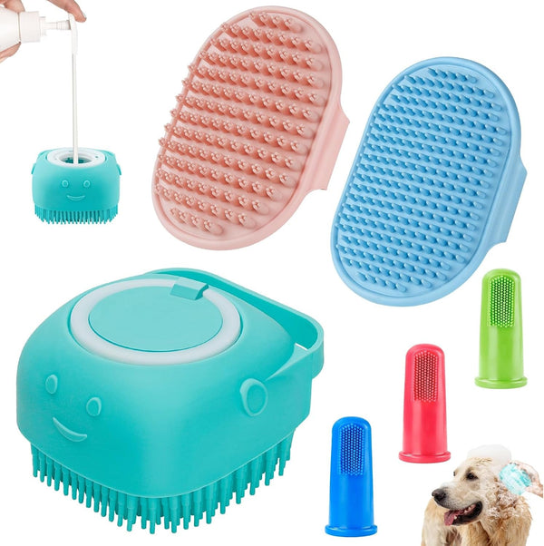 Comotech 3-In-1 Dog Grooming Brush | Adjustable Handle Shampoo Brush & Scrubber for Short & Long Haired Dogs & Cats (Blue Blue White)8