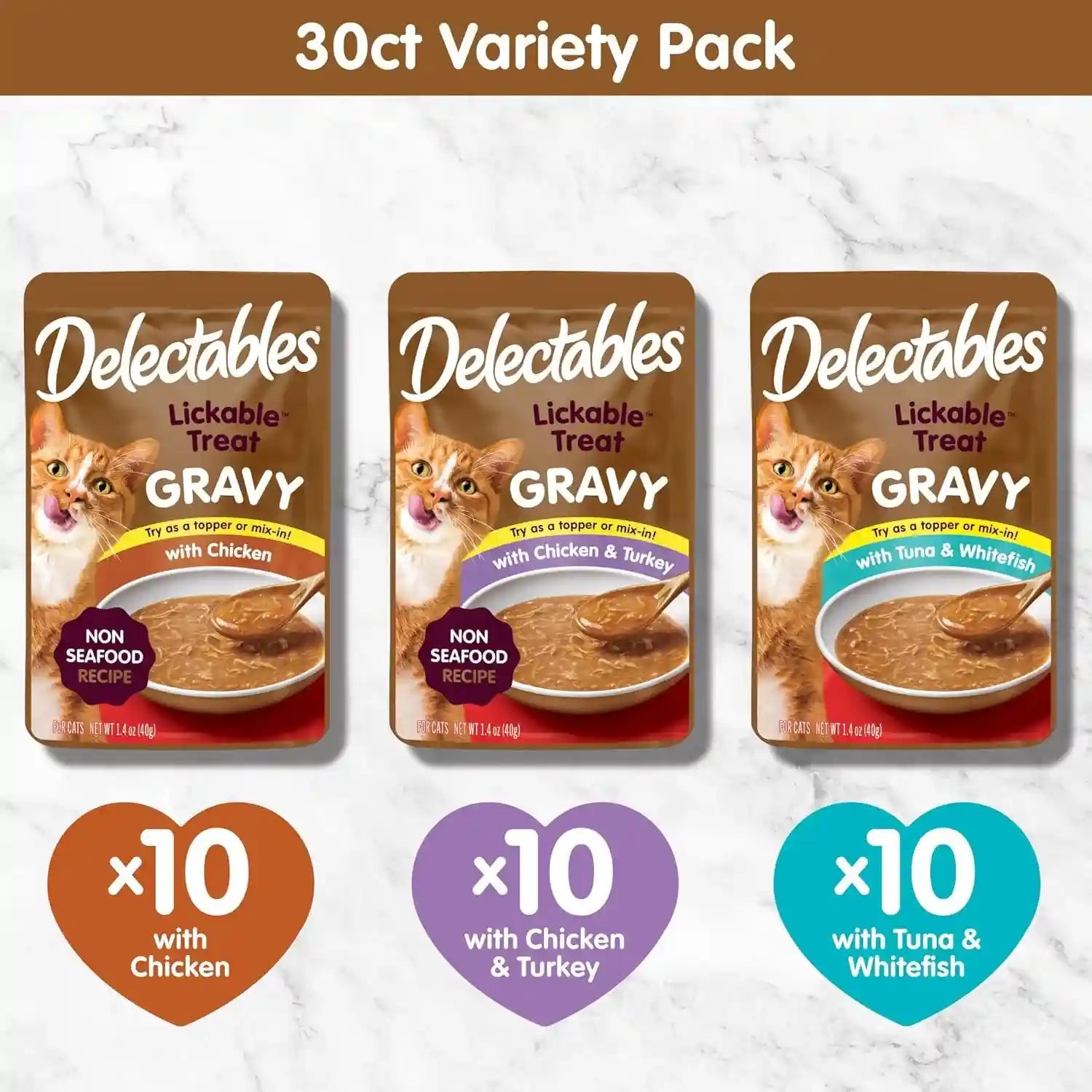 delectables-lickable-treat-gravy-variety-wet-cat-treat-food-topper-food-topper-hydrating-grain-free-no-fillers-no-by-products-no-added-preservatives-1-4oz-pouch-30-pack