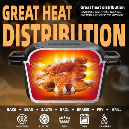 Cast Iron Dutch Oven Pot with Skillet Lid – Pre-Seasoned – Skillet Lid Cooking Pan– Pfas-Free – Cast Iron Skillet Cookware for Bread, Frying, Baking – Dual Handles – Oven, Grill, Campfire & Stovetop Safe – Durable & Non-Toxic, 5QT4