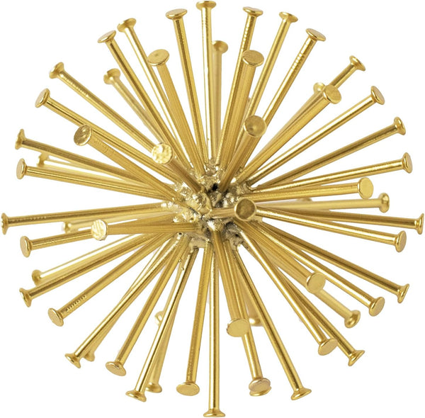 4.5” Metal Spike Sphere Tabletop Decor, Gold Geometric Decorative Ball | Abstract Gold Sculpture Table Decorations for Home, Metal Art Decor Orb for Living Room Bedroom Office2