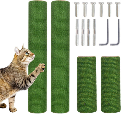 Powerking Natural Sisal Replacement Scratching Post, 15.7'' 2 Pieces M8 Cat Scratch Post Refill Pole Parts for Refurbishment, Include Screws (White)13