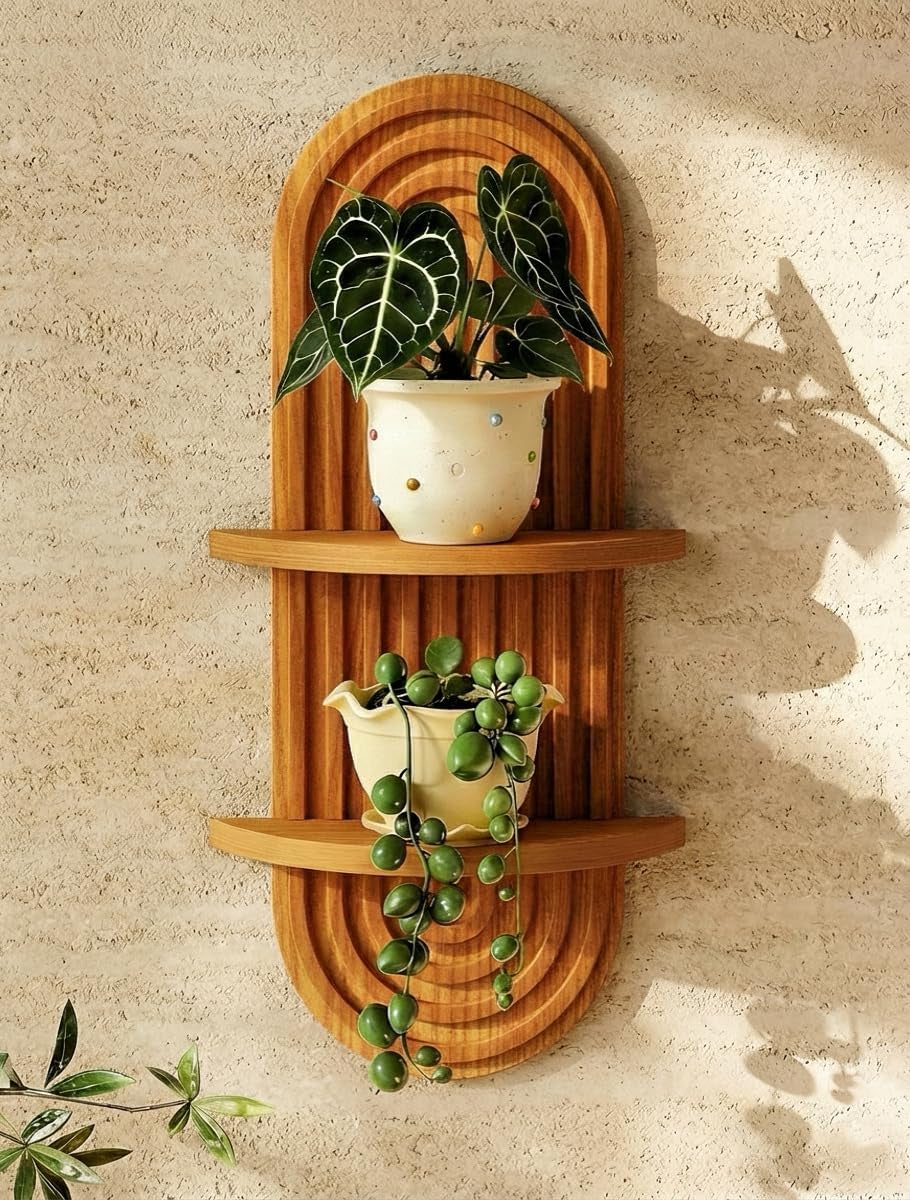 boho-wall-decor-plant-wall-shelf-wood-plant-holder-2-tier-brown-mid-century-modern-decor-hanging-plant-shelf-wooden-floating-shelves-for-home-bedroom-living-room-holding-planter-decoration