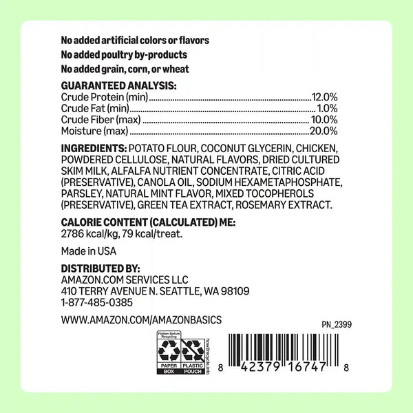 Amazon Basics Dental Dog Treats to Help Clean Teeth & Freshen Breath for Medium Dogs, Unflavored, per Pack: 36 Count, 2.25 Pounds (Previously Wag)9