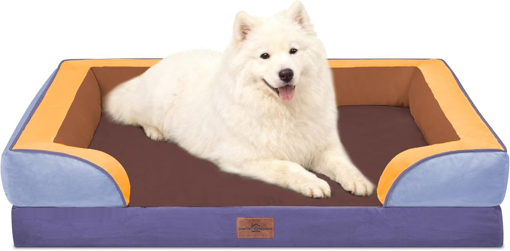 comfort-expression-orthopedic-dog-bed-for-extra-large-dogs-with-bolster-waterproof-dog-couch-bed-with-washable-cover-non-slip-bottom-supportive-egg-crate-foam-xl-pet-bed-42x30-inch