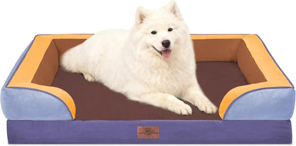 Comfort Expression Orthopedic Dog Bed for Extra Large Dogs with Bolster | Waterproof Dog Couch Bed with Washable Cover & Non-Slip Bottom, Supportive Egg Crate Foam XL Pet Bed, 42X30 Inch28