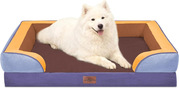 Comfort Expression Orthopedic Dog Bed for Extra Large Dogs with Bolster | Waterproof Dog Couch Bed with Washable Cover & Non-Slip Bottom, Supportive Egg Crate Foam XL Pet Bed, 42X30 Inch28