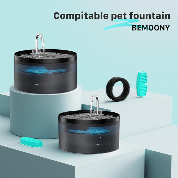 BEMOONY Cat Water Fountain Filters: Pet Water Fountain Replacement Filter | 12 Packs of Cat Fountain Filters (6 Carbon Filters + 6 Sponges) - Multiple Filtration Please Replace It Every 2-3 Weeks2