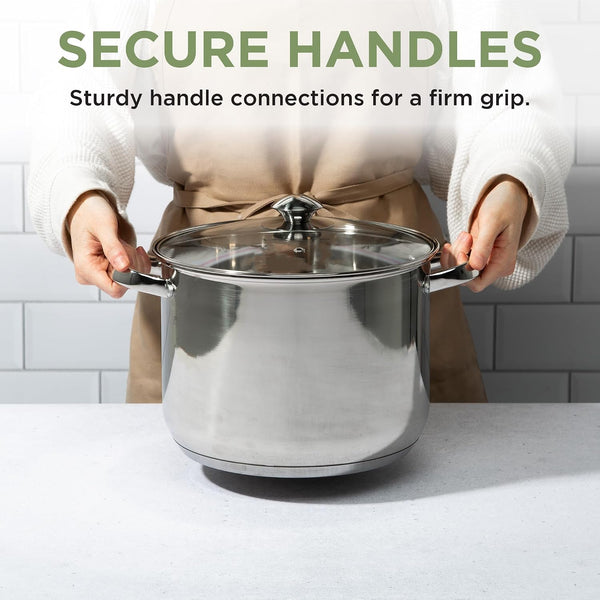 Stainless Steel Stock Pot, Encapsulated Induction Ready Cooking Pot with Glass Lid, Oven Safe, Dishwasher Safe Soup Pot, 8-Quart6