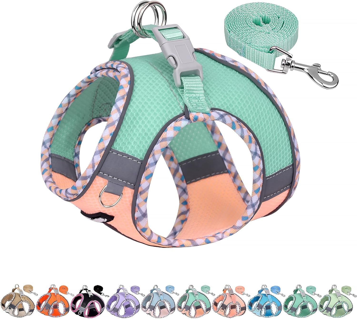 aiitle-tiny-dog-harness-lightweight-mesh-step-in-vest-for-puppy-reflective-escape-proof-design-with-high-stick-magic-tape-indoor-outdoor-use-for-chihuahua-maltese-shih-tzubrown-beige-xxxs