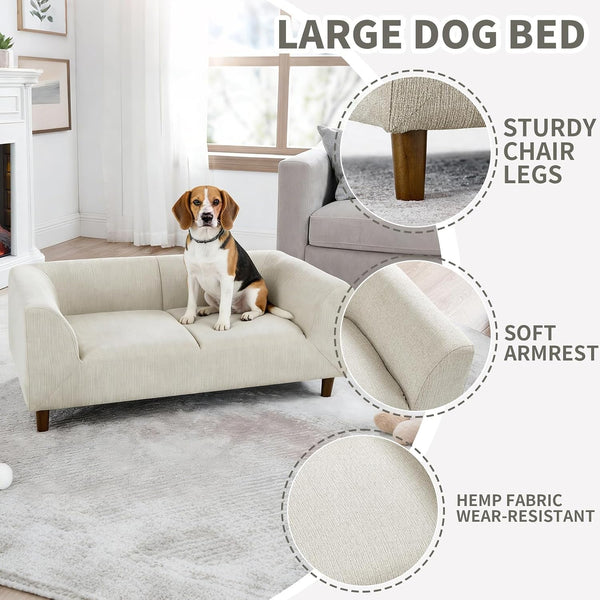 39.75" Modern Pet Sofa with Backrest and Armrests, Comfortable Foam Cushion Dog Couch for Small and Medium Dogs, Stable Leg Design for Living Room5