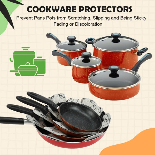 Pot and Pan Protectors for Stacking, 12Pcs & 3 Sizes, Separator Pads | Felt Pan Pot Dividers Protect Cookware, Glassware, Dishes and Cast Iron from Scratches and Chipping in Cabinet and RV Storage4