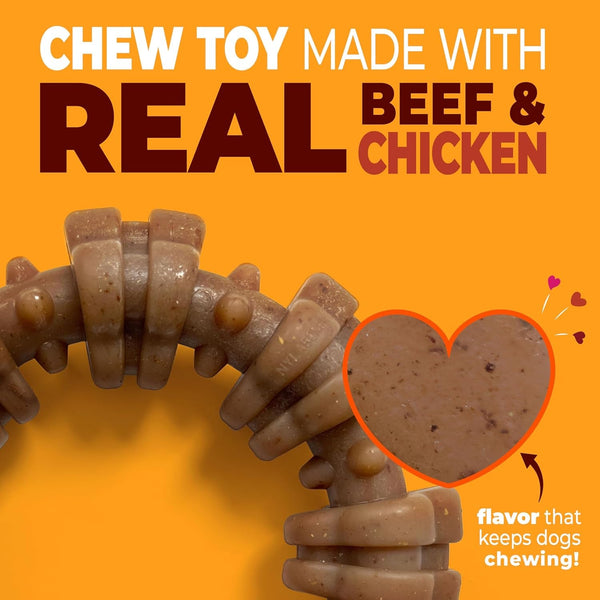 Nylabone Strong Chew Ring Dog Chew Toy Made with Real Beef & Chicken | X-Large Breeds, Durable, Long-Lasting Dog Bone, Textures Help Clean Teeth, Keeps Dogs Busy, for Dogs 50+ Lbs2