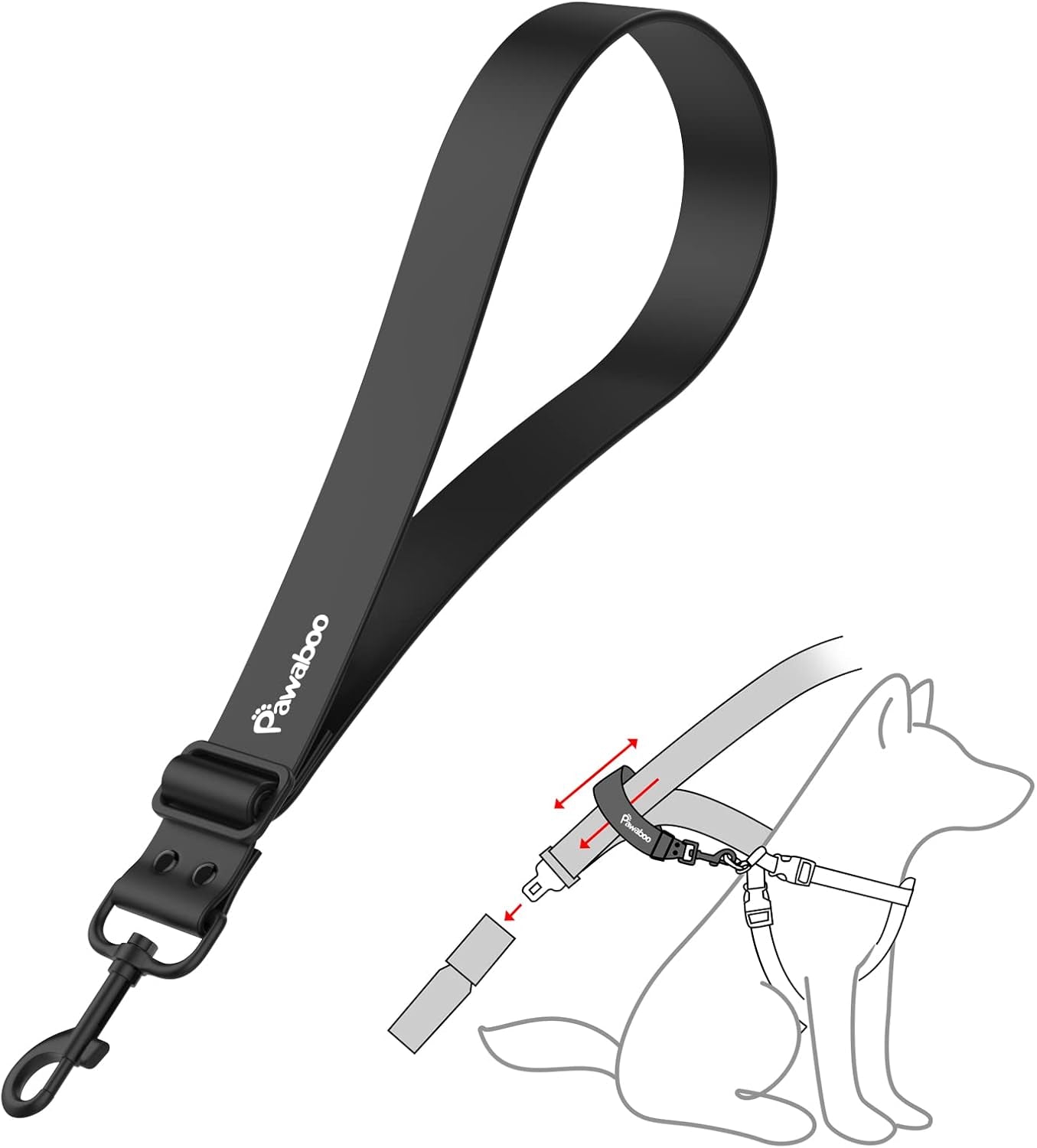 pawaboo-dog-seat-belt-for-car-with-360-hook-20-in-chew-proof-black-adjustable-nylon-pvc-dog-car-safety-restraint-dog-seat-belt-leashes-for-cars-universal-pet-safety-belts