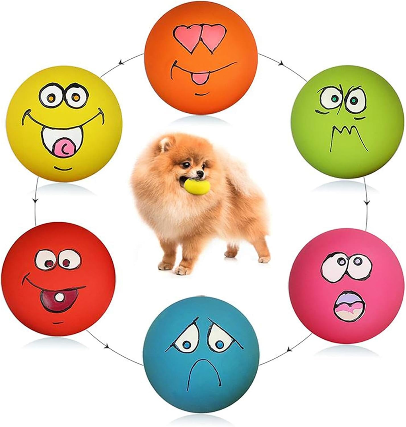 smile-face-dog-squeaky-toys-soft-latex-squeak-balls-for-puppy-small-pet-dogs-6-pcs-set
