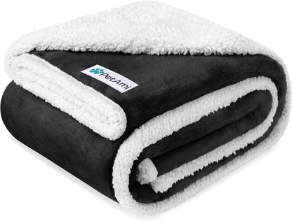 Petami Waterproof Dog Blanket for Couch, Extra Large 80X60, Pee Proof Sherpa Fleece Reversible Pet Throw, Furniture Protector for Bed Sofa Crate Kennel, Soft Washable Cover for Dog Cat, Grey Sherpa10