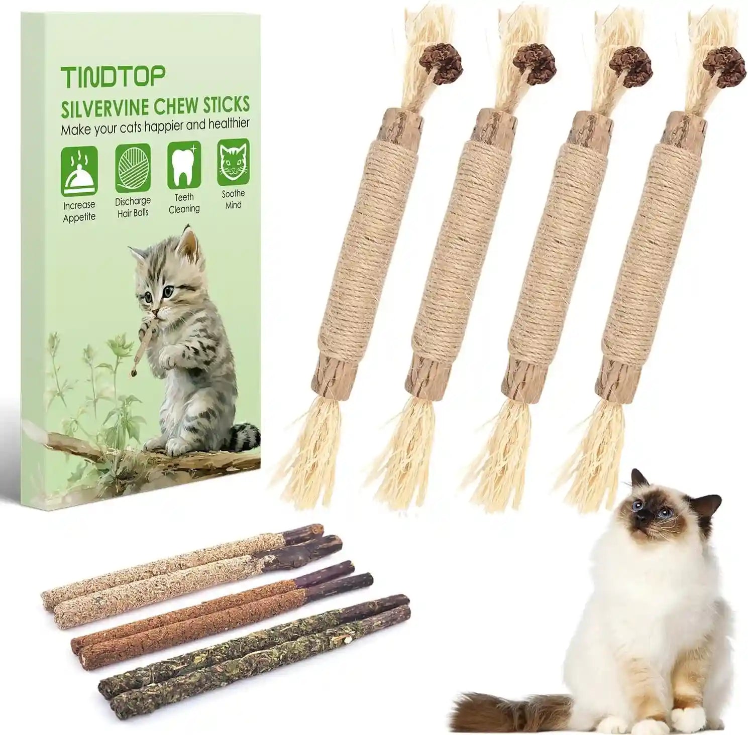 tindtop-silvervine-chew-sticks-for-cats-10-pack-natural-catnip-chew-toys-for-kittens-teeth-cleaning-matatabi-dental-care-increase-appetite-calm-cat-anxiety-and-stress-aggressive-chewers-toy