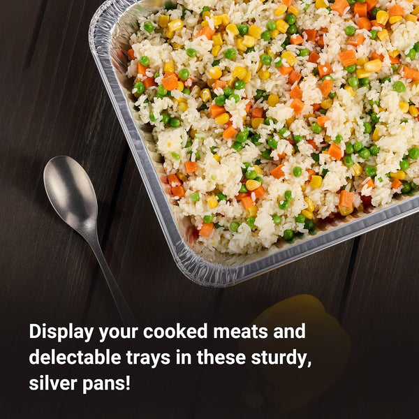 Aluminum Pans Half Size, 9X13, Extra Heavy Duty Disposable Foil Pans for Baking (30 Pack) Roasting & Chafing, Deep Tin Foil Bakeware, Steam Table Tray, Cookware, Food Prepping, Cake & Oven Pan5