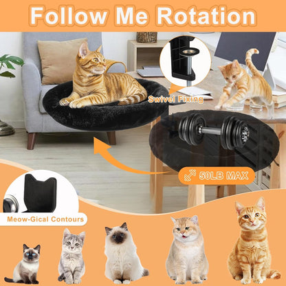 Cat Desk Bed - Ergonomic Cat Desk Perch Clamp for Remote Workers - Quality Desktop Suspended Cat'S Bed- Rotating Cats Hammock Desk with Removable Cover, Cat Bed Hold up to 50LBS3