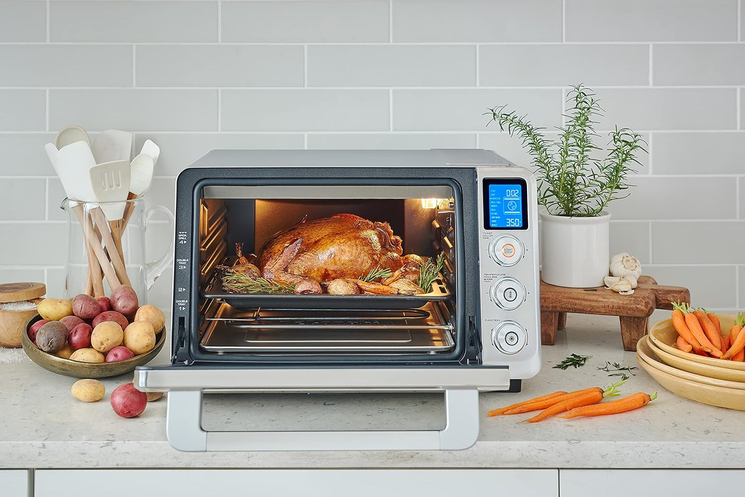 delonghi-10-in-1-digital-airfryer-24l-true-convection-toaster-oven-with-internal-light-grills-broils-bakes-roasts-reheats-preset-for-cookie-pizza-1800-watts-stainless-steel