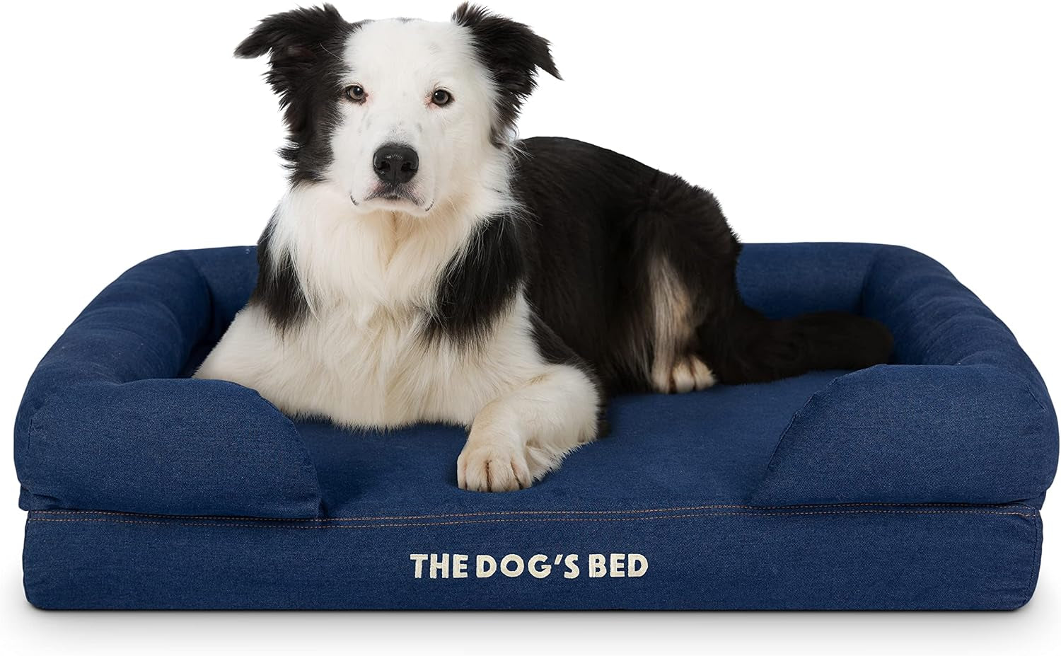 the-dog-s-bed-orthopedic-memory-foam-dog-bed-with-bolsters-for-large-dogs-high-density-support-mattress-low-front-entry-removable-washable-cover-oxford-fabric-blue-with-dark-red-trim-large