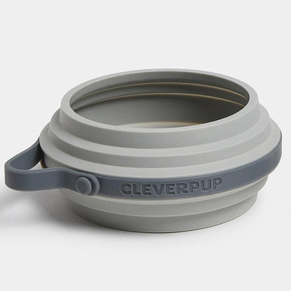 Cleverpup Nomad Large Collapsible Travel Dog Bowl - 4 Cup Bpa-Free Silicone for Medium & Large Dogs, Portable, Food & Water, Dishwasher Safe - Sand12