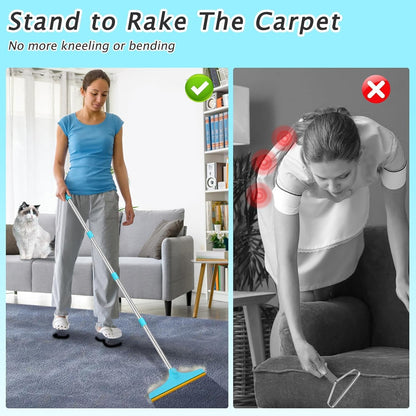 Carpet Rake for Pet Hair Removal Tool, Dog Cat Hair Remover for Furniture | 60'' Pet Hair Remover Broom for Pet Owner Reusable Hair Remover with Adjustable Handle, Carpet Brush for Rugs, Mats, Couch3