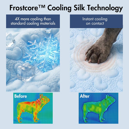 Spark Paws Cooling Couch Cover Dog Bed, Furniture Protector Mat, Non-Toxic Washable Pet Cooling Pad for Large & Small Dog - Hearts Blue - Size M3