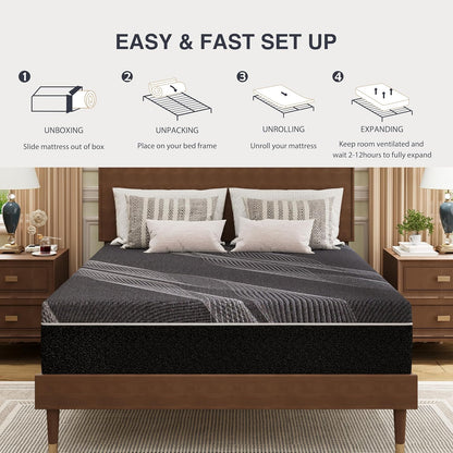 Queen Size Mattress 10 Inch Gel Memory Foam Medium | Cooling & Back Pain Relief, Fiberglass Free, Certipur-Us Certified, Foam Made in USA7