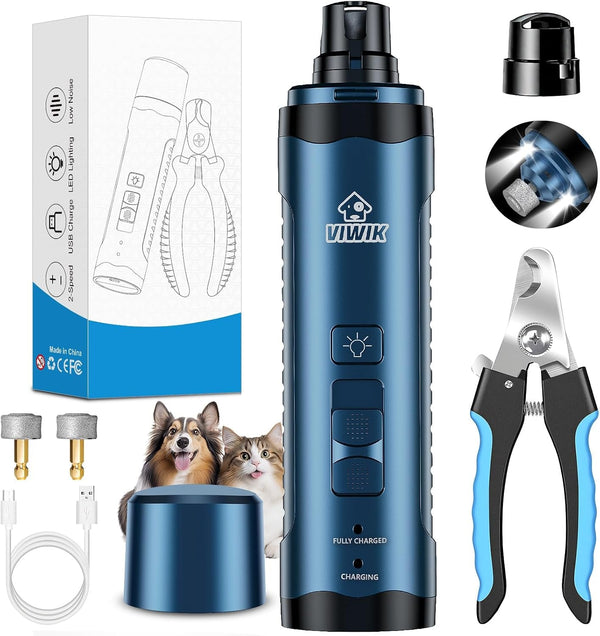 VIWIK Dog Nail Trimmers with Light, Cat Dog Nail Clippers, Dog Nail Grinder Quiet for Large Medium Small Dogs Paw & Cats Claw, Electric 2-Speed Pet Toenail Grooming Supplies, Gifts for Dog Lovers.8