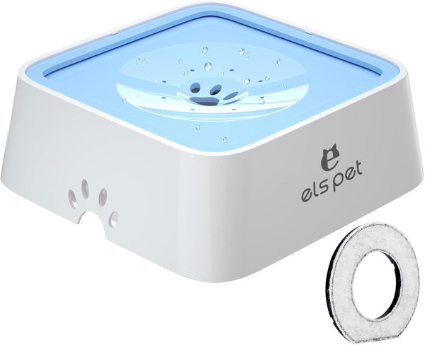 ELS PET Grey 70Oz 2L No Spill Dog Cat Bowl Carbon Filter Water Dispenser | 70Oz 2L, Floating Disk Slow Drink, Activated Carbon Filter, Dual Spill Proof, anti Slip, Dishwasher Safe, Medium Large Dogs12