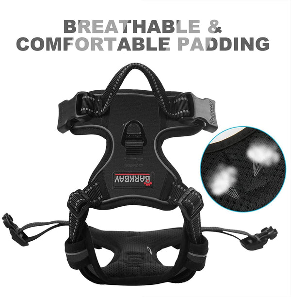 BARKBAY No Pull Dog Harness Front Clip Heavy Duty Reflective Easy Control Handle for Large Dog Walking(Black,L)7