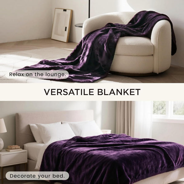 Gogobunny Waterproof Bed Blanket, Reversible Sherpa Fleece Throw Blanket for Dog Puppy Cat, Furniture Cover Protects Bed Couch Sofa from Liquid Pee and Pet Fur (Dark Purple, 50X60 Inches)8