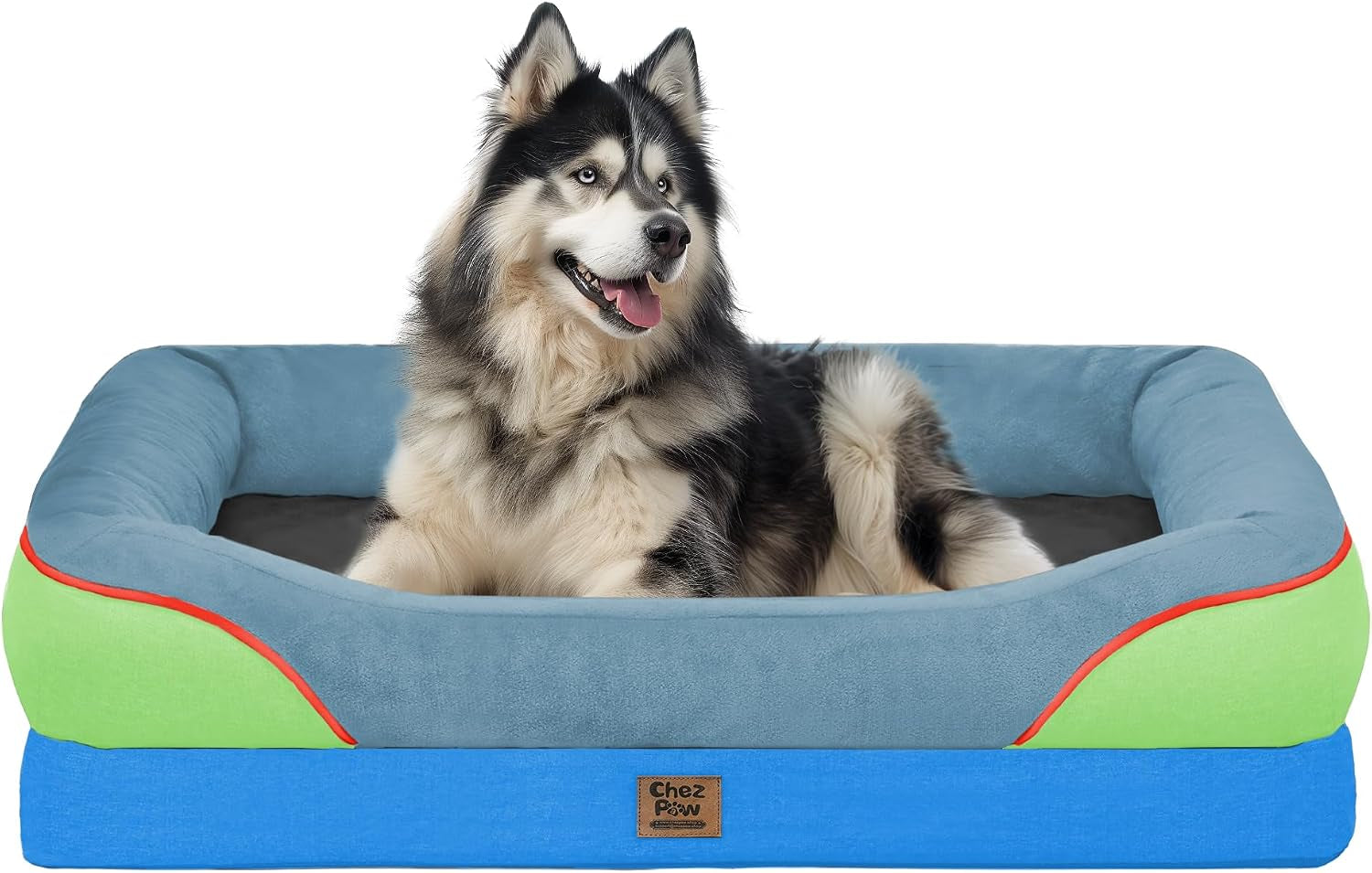 chez-paw-waterproof-orthopedic-xl-dog-bed-for-large-and-extra-large-dogs-egg-crate-foam-4-sided-bolster-support-waterproof-liner-non-slip-bottom-machine-washable-cover-42-x-30-inch