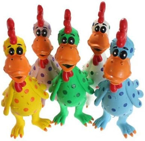 Multipet Polka Dot Globken Chicken Latex Dog Toy - Squeaky Toy for All Dogs - Easy-To-Clean Squeaky Toys - Latex Dog Toys for Playing (1 Count, 11.5”, Random Color Surprise)12