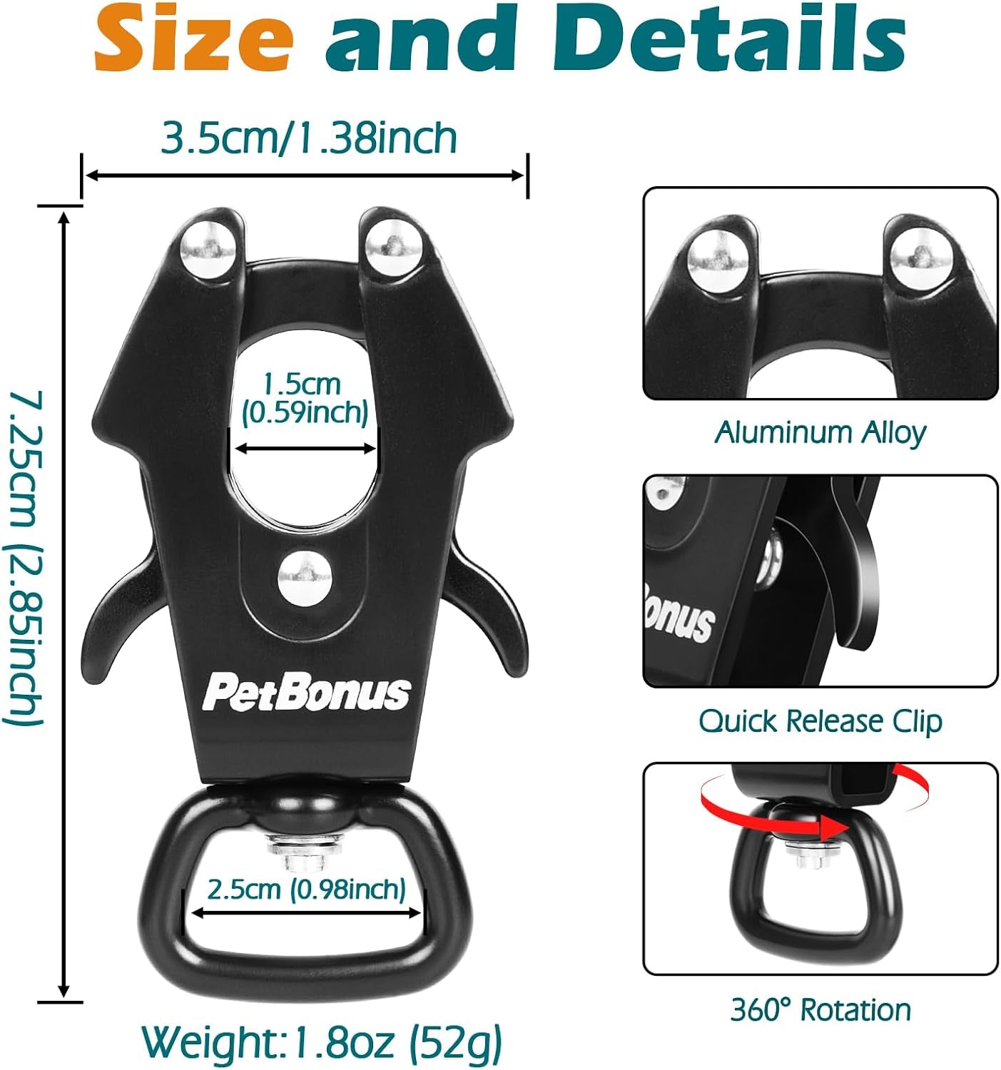 petbonus-2-pcs-frog-clip-dog-leash-clasp-quick-release-metal-carabiner-360-degree-swivel-heavy-duty-safety-clip-for-linking-pet-collar-dog-harness-secure-dog-lead-hook