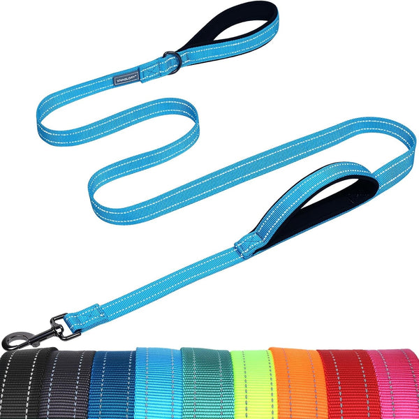 VIVAGLORY Double Handle Dog Leash Twingrip, 6Ft X 1In, Navy | Dog Leash for Collar with Traffic Handle & 2 Loop for Walking & Training, Traffic Control Reflective Heavy Duty Puppy Pet29