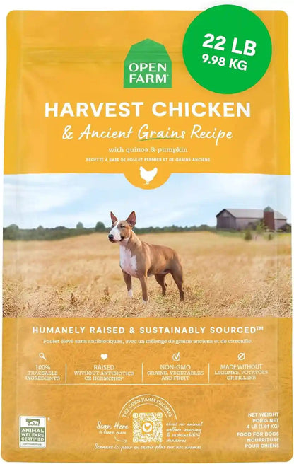 Open Farm Ancient Grains Dry Dog Food, Wild Caught Salmon Kibble, 22Lb Bag | All Life Stages, All Breed Sizes, Protein-Rich & Nutrient Dense, 100% Traceable Ingredients, Non-Gmo Fruits & Veggies.22