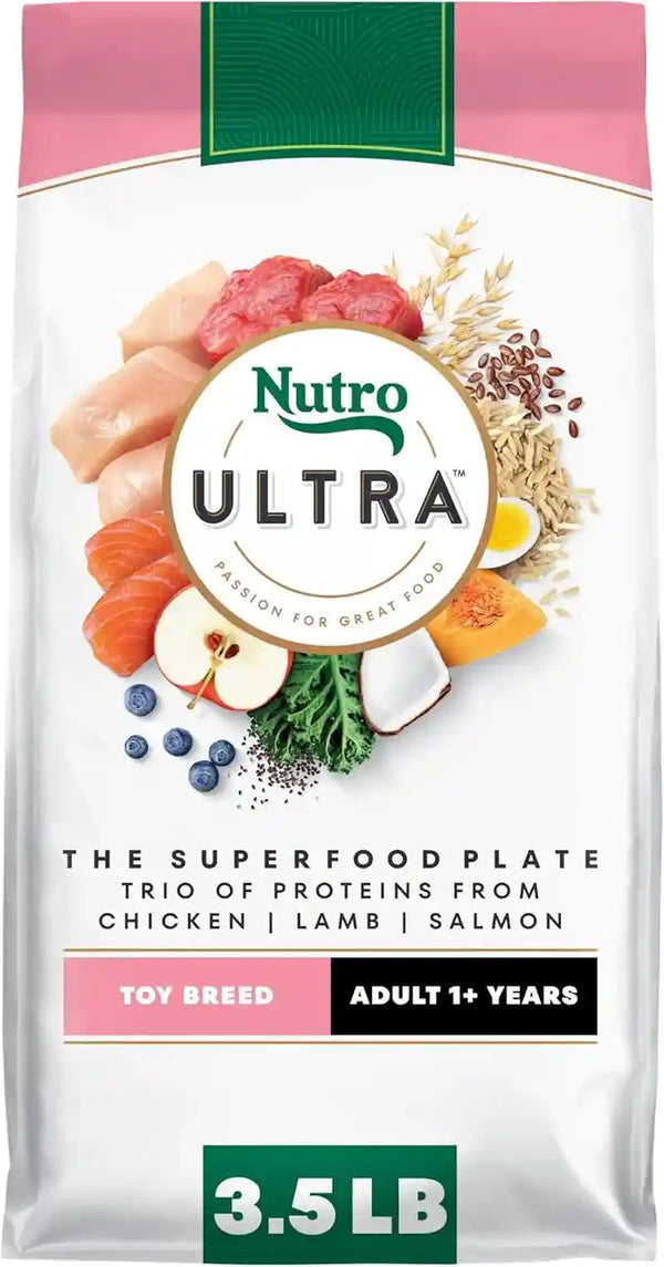 Nutro Ultra Toy Breed Adult Dry Dog Food, Chicken, Lamb & Salmon, 3.5 Lb | Protein Trio, Real Chicken #1 Ingredient, 14 Superfoods Blend, Non-Gmo, No Corn, Wheat or Soy, Radiant Coat Support1
