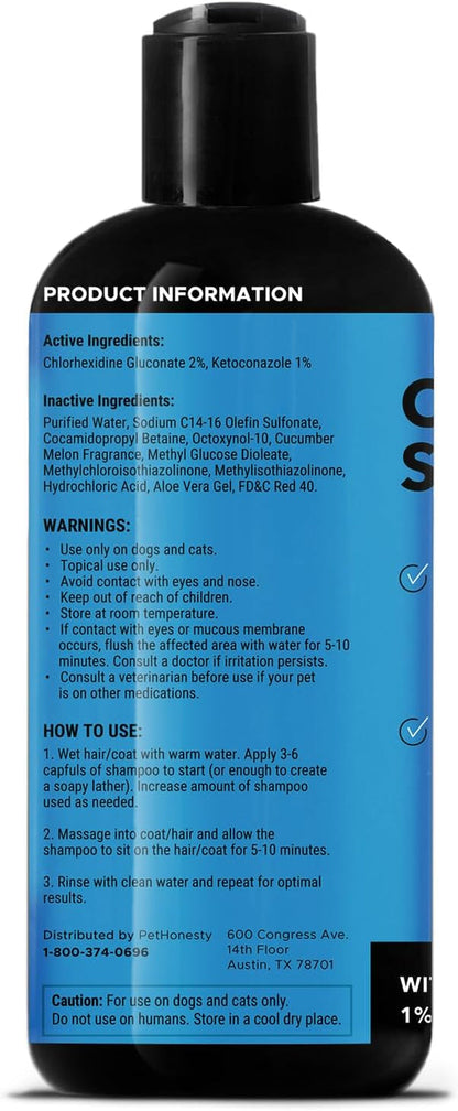 Pet Honesty Chlorhexidine Cat & Dog Seasonal Itch Relief Shampoo, for Allergies, Itching, Skin and Coat Supplement, Helps Shedding, Hot Spots, Deodorizing Dog Shampoo & Grooming Supplies,16Oz9