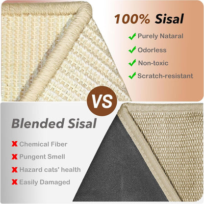 Extra-Large Sisal Cat Scratcher Bed for Indoor Cats, Cat Scratching Post with Hammock Nartural Sisal Scratch Pad for Large Cats Scratcher Lounge Chair, Wooden Cat Furniture (Light Nartural)3