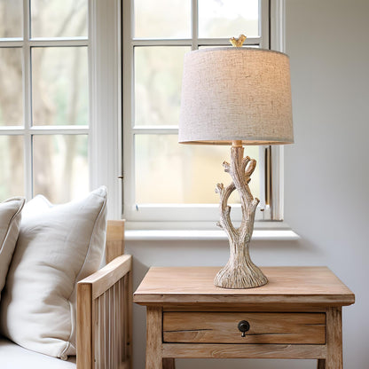 Farmhouse Table Lamps Set of 2 for Living Room Bedroom Bedside Tree Lamp Nightstand End Table 25" Lamps Vintage Natural Style3