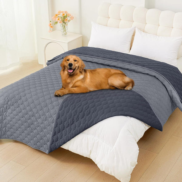 Smiry Waterproof Dog Bed Cover, Reversible Pet Blanket for Sofa Couch | Soft Washable Dog Blanket, Leakproof Couch Cover for Dogs Cats & Furniture Protection, 52X82, Grey/Dark Grey81