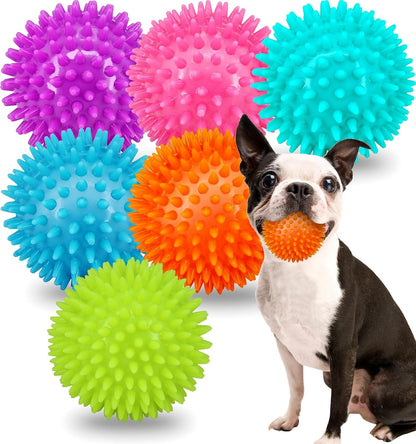 Pweituoet 2.5" Squeaky Dog Balls for Small Medium Dogs, 6 Pack Small Dog Chew Toys with Spike, Puppy Toys for Teeth Cleaning and Training (Green 6 Pack)1