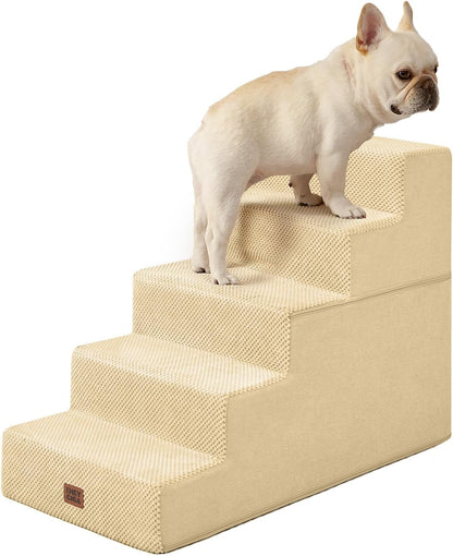 EHEYCIGA Dog Stairs for Bed 18" H, Dog 4-Steps for High Bed, Olive Green | Pet Steps for Small Dogs and Cats, Non-Slip Balanced Pet Ramp Indoor52
